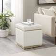 thumbnail image 1 of Linon Elta Square Storage Ottoman, White Faux Leather, 1 of 10