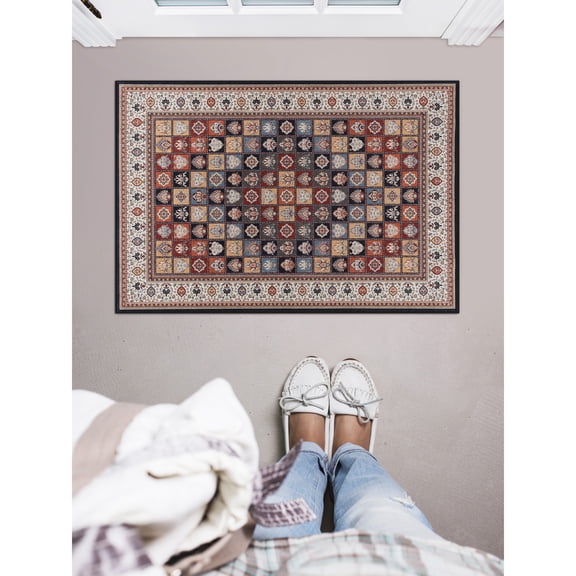 Contemporary Home Living 2.25' x 3.25' Persian Floral Rectangular Area Throw Rug - Multicolor
