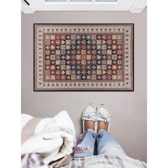 Contemporary Home Living 2.25' x 3.25' Persian Floral Rectangular Area Throw Rug - Multicolor