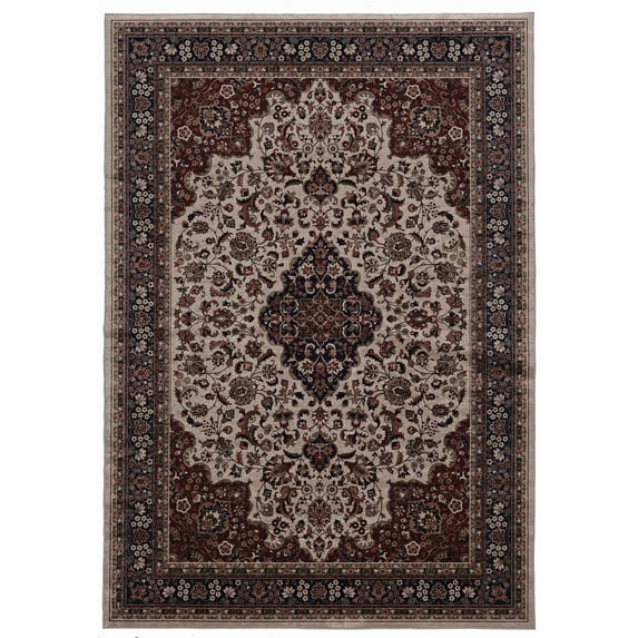Linon Emerald Area Rug Collection, Cream and Rust, 1'7" x 2'7"