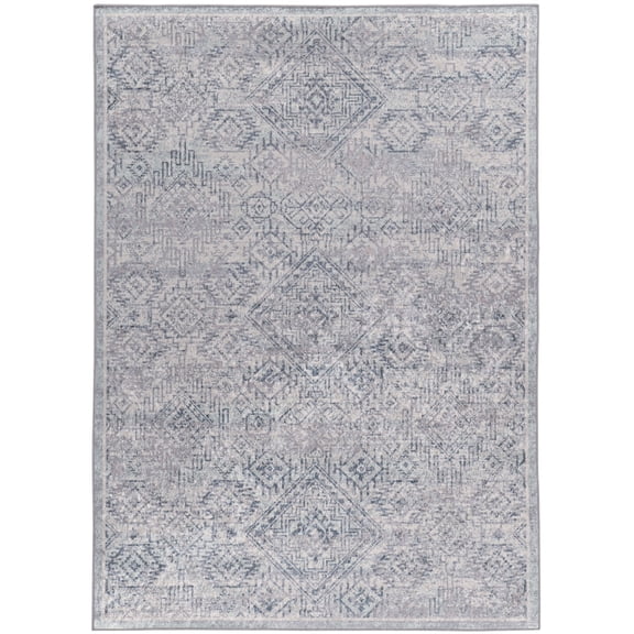 Linon Home Decor Emerald Area Rug Collection, Gray and Blue, 6'7" x 9'7"