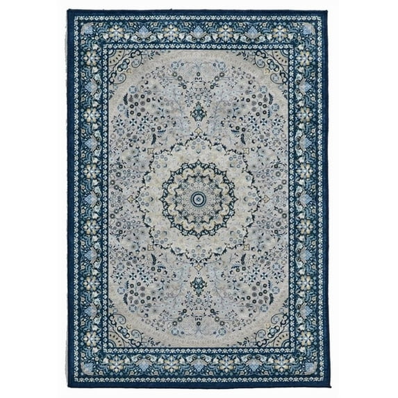 Linon Emerald Paulson Woven Microfiber Polyester 5'x7' Rug in Cream