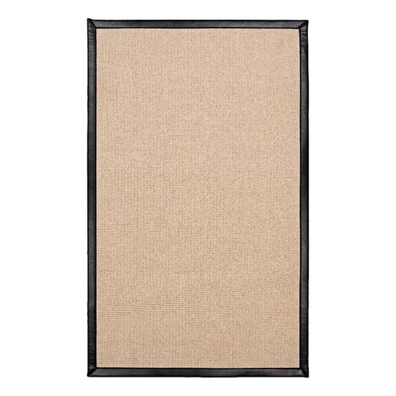 Linon Empire Machine Tufted Wool 1'10"x2'10" Rug in Natural and Black Leather