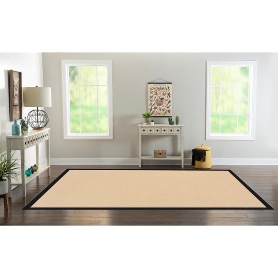 Linon Empire Machine Tufted Wool 1'10"x2'10" Rug in Natural and Black