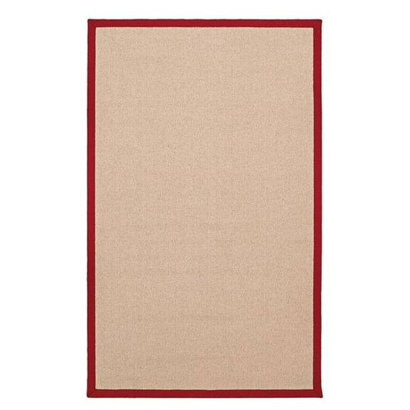 Linon Empire Machine Tufted Wool 1'10"x2'10" Rug in Natural and Red