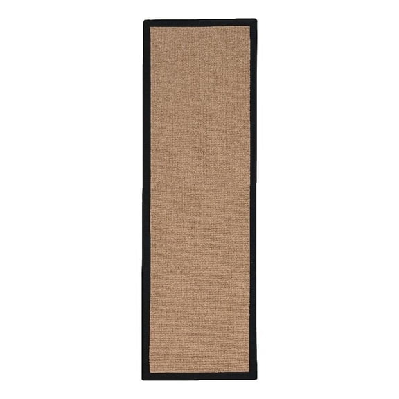 Linon Empire Machine Tufted Wool 2'6"x12' Rug in Cork Brown and Black Leather