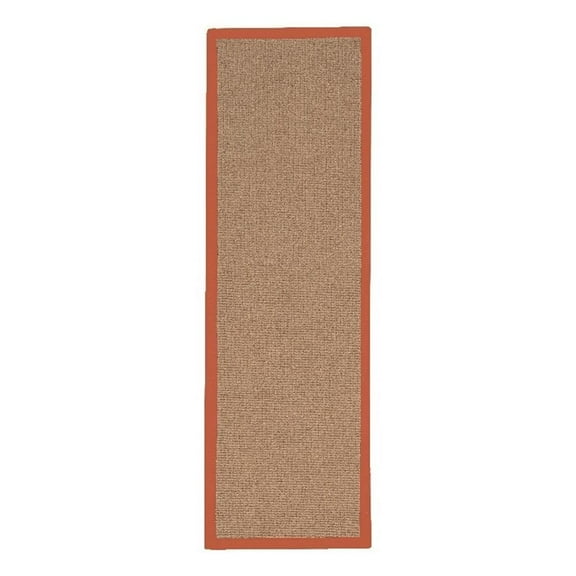 Linon Empire Machine Tufted Wool 2'6"x12' Rug in Cork Brown and Burnt Orange