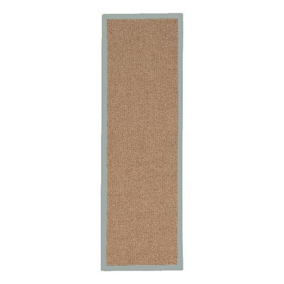 Linon Empire Machine Tufted Wool 2'6"x12' Rug in Cork Brown and Ice Blue