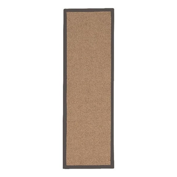 Linon Empire Machine Tufted Wool 2'6"x12' Rug in Cork Brown and Slate
