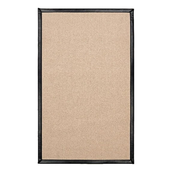 Linon Empire Machine Tufted Wool 4'x6' Rug in Natural and Black Leather