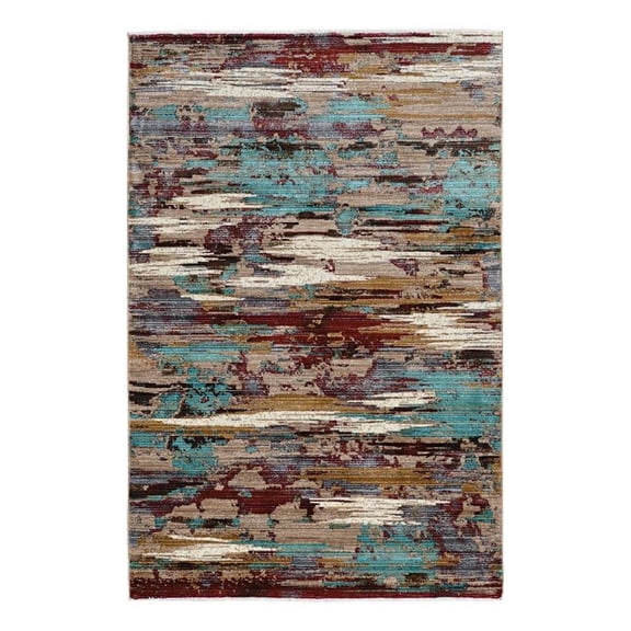 Linon Emporium Sunset Polypropylene 3'x5' Rug in Gold and Burgundy