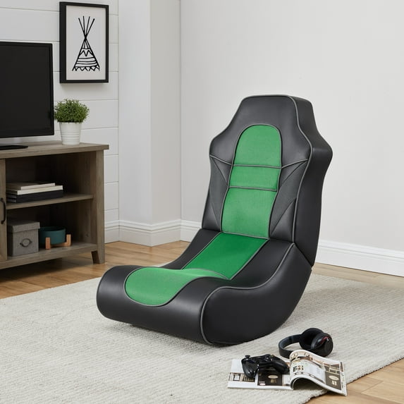 Linon Ergonomic Gaming Chair Rocker, Green