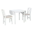 thumbnail image 1 of Linon Ervin Three Piece Drop Leaf Upholstered Small Dining Set in White Wood, 1 of 19