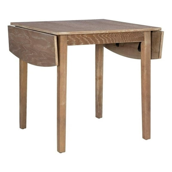 Linon Ervin Square Space Saving Drop Leaf Table in Washed Gray Rubberwood