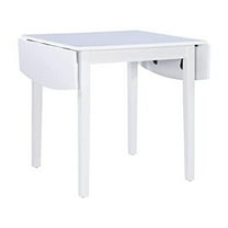Linon Ervin Square Space Saving Drop Leaf Table in White Rubberwood