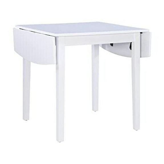 Linon Ervin Square Space Saving Drop Leaf Table in White Rubberwood