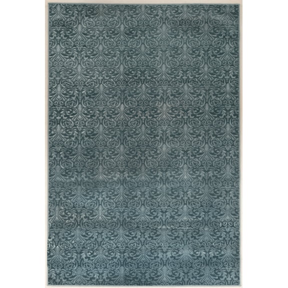 Linon Evolution Damask Power Loomed Polyester 5'x7'6" Rug in Blue