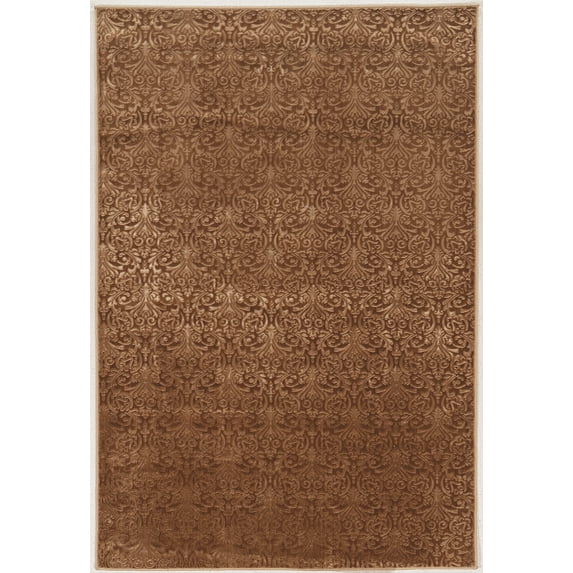 Linon Evolution Damask Power Loomed Polyester 5'x7'6" Rug in Brown