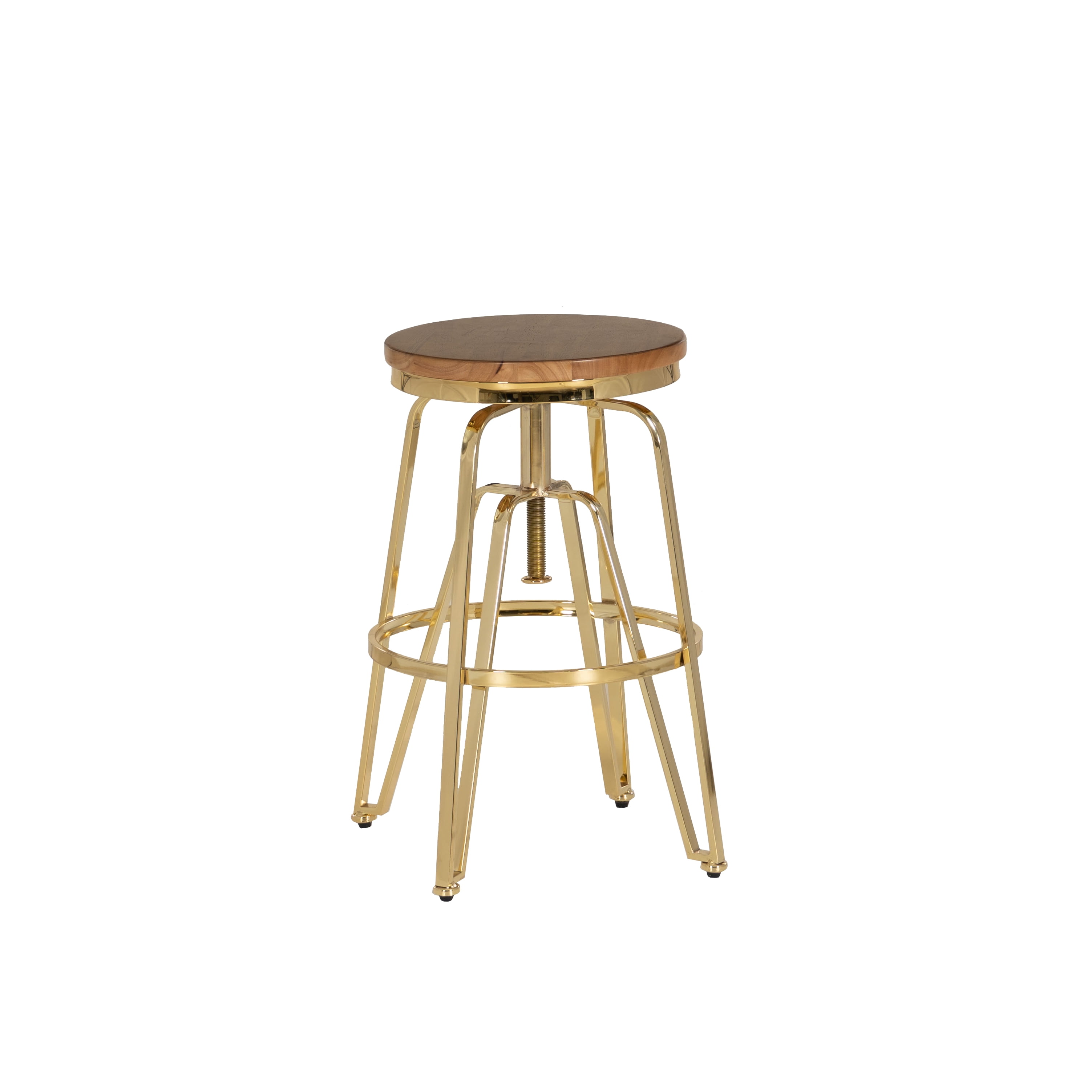 Linon Farhart Backless Bar Stool with Adjustable Height & Swivel, Gold
