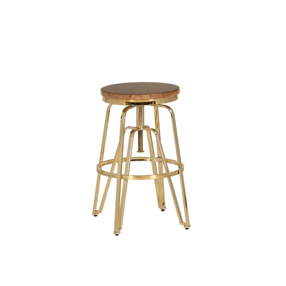 Linon Farhart Backless Bar Stool with Adjustable Height & Swivel, Gold