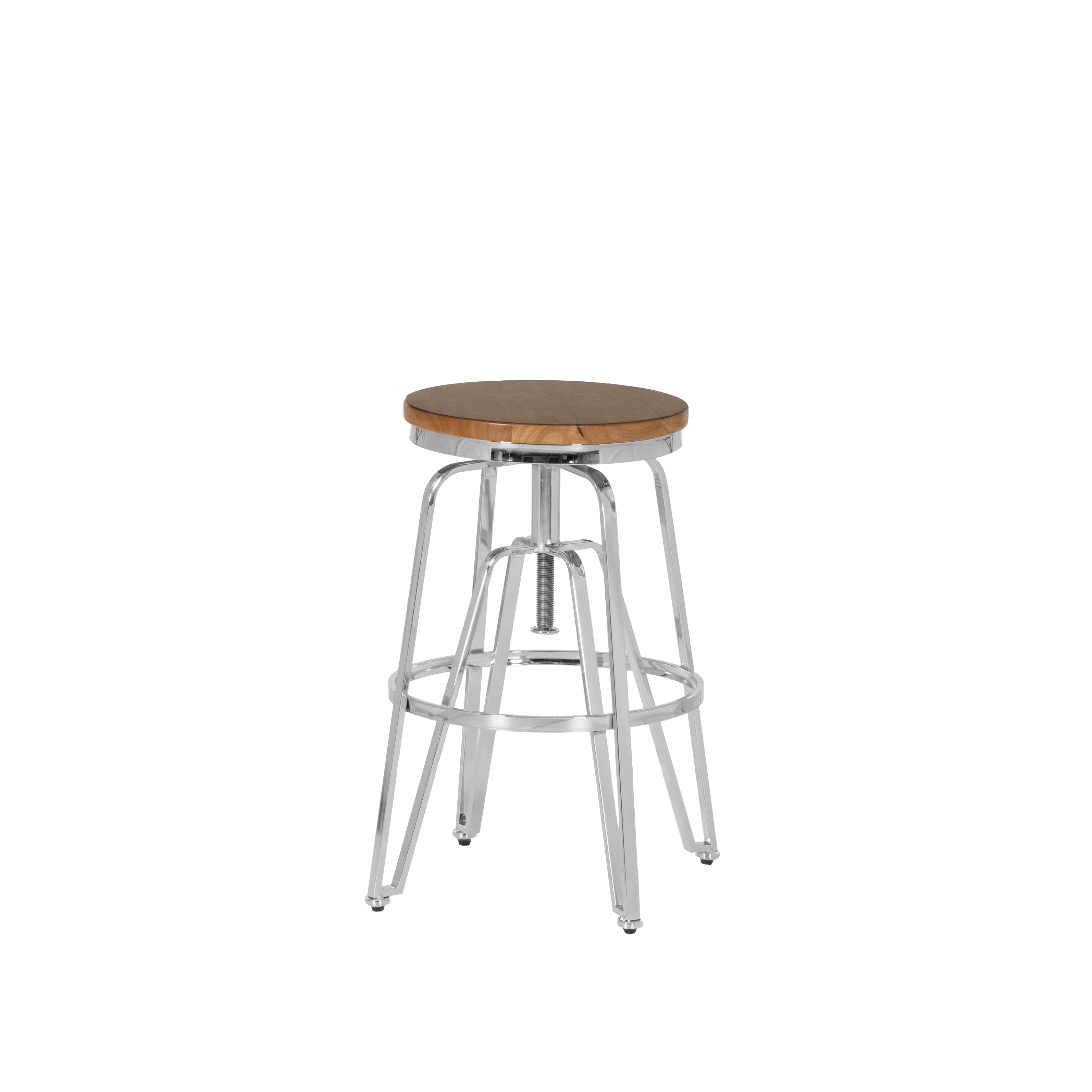 Linon Farhart Backless Bar Stool with Adjustable Height & Swivel, Silver