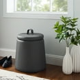 thumbnail image 1 of Linon Farman Round Faux Leather Storage Ottoman, Gray, 1 of 8