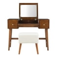 thumbnail image 1 of Linon Farrah 2-Piece Vanity Set, Includes Vanity with Flip-Top Mirror, and Bench, Walnut Finish, 1 of 29