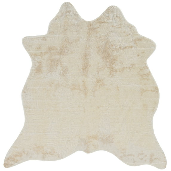 Linon Faux Cowhide Rug Collection, Cream and Ivory Mix, 5' x 6'6"