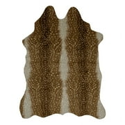 Linon Faux Hide Polyester Antelope Area Rug in Beige and White
