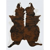 Linon Faux Hide Polyester Ex Brindle Cowhide Area Rug in Brown