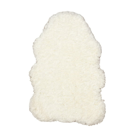 Linon Faux Lamb Skin Hand Tufted Polyester 3'6"x5'6" Rug in Ivory