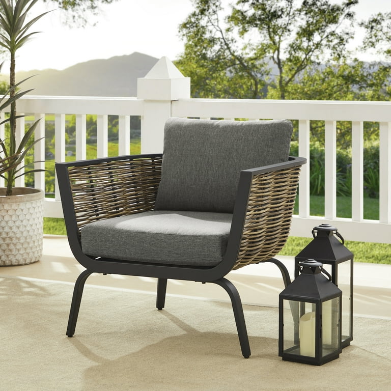 Linon Ferren Outdoor Chair Set of 2 Black with Dark Gray