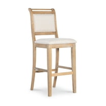 Linon Findley 30" High Back Bar Stool, Rustic Graywash/Natural