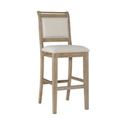 Linon Findley 30 High Back Bar Stool, Rustic Gray wash/Beige