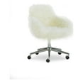 thumbnail image 1 of Linon Fiona Faux Fur Swivel Office Chair with Wheels in Off White, 1 of 8