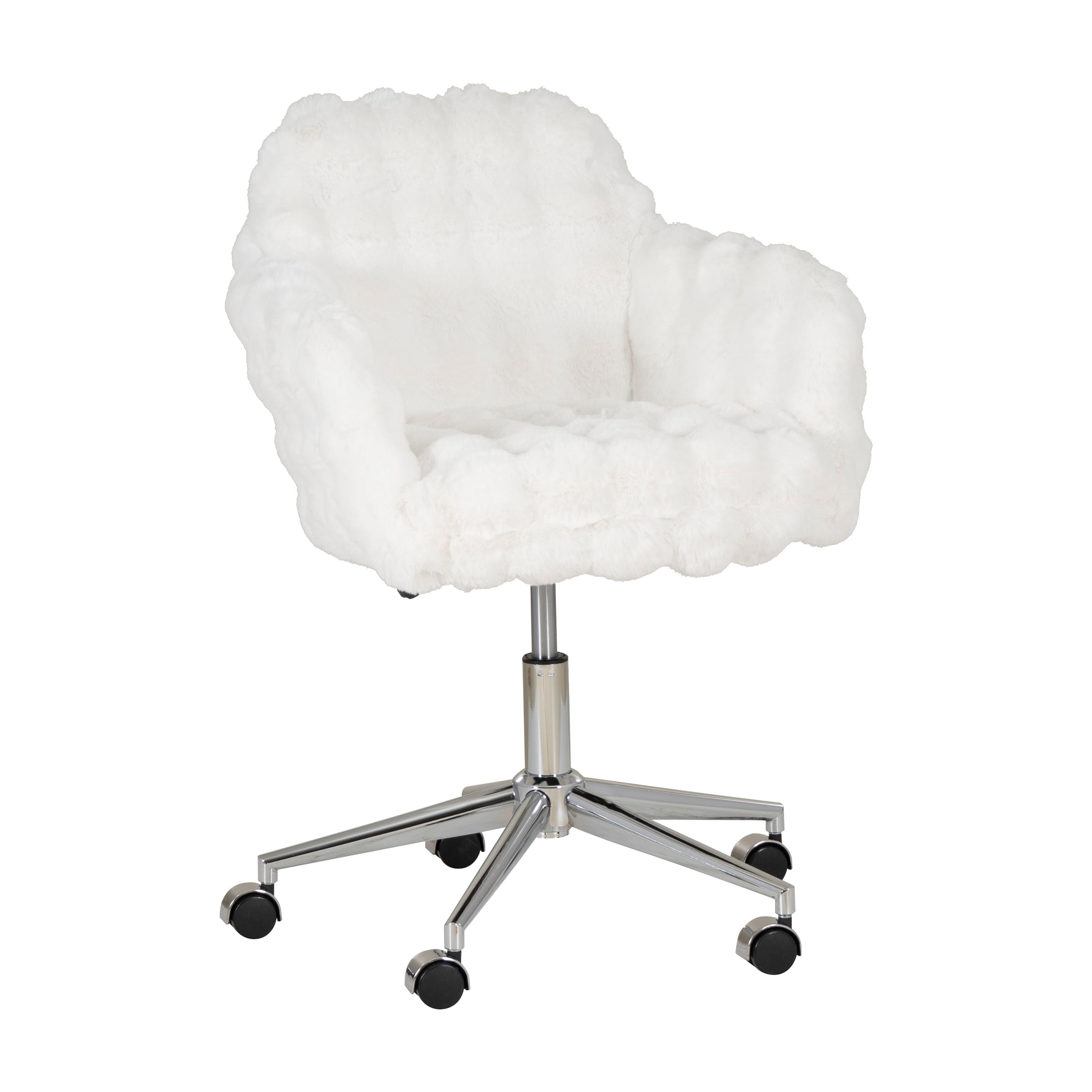 Linon Fiona Office Desk Chair with Adjustable Height and Swivel, White Cloud Bubble