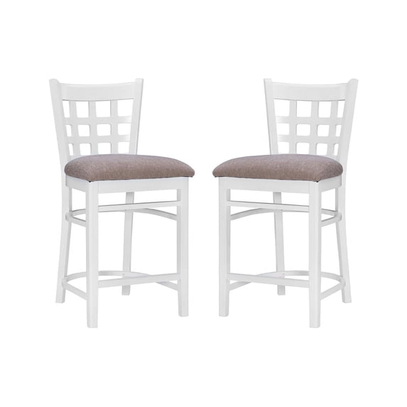 Linon Flint Beech Wood Commercial Grade Set of Two Counter Stools in White