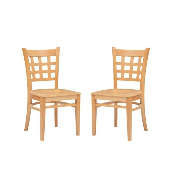 Linon Flint Wood Commercial Grade Set of Two Side Chairs in Natural Brown