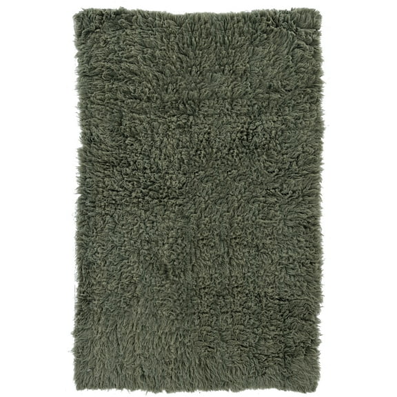 Linon  Flokati Wool Thick Area Rug Olive 5' x 8' Handmade 5' x 8' Kitchen,Bedroom,Entryway N/A Rectangle Shag,Modern & Contemporary