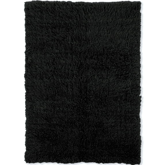 Linon Flokati Solid Print Modern Area Rug, Black