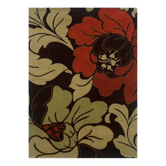 Linon RUG-FL0857 5 x 7 ft. Florence Hand Tufted Indoor Area Rug - Black & Cinnamon