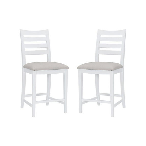 Linon Flynn Counter Stool White Upholstered Set Of 2