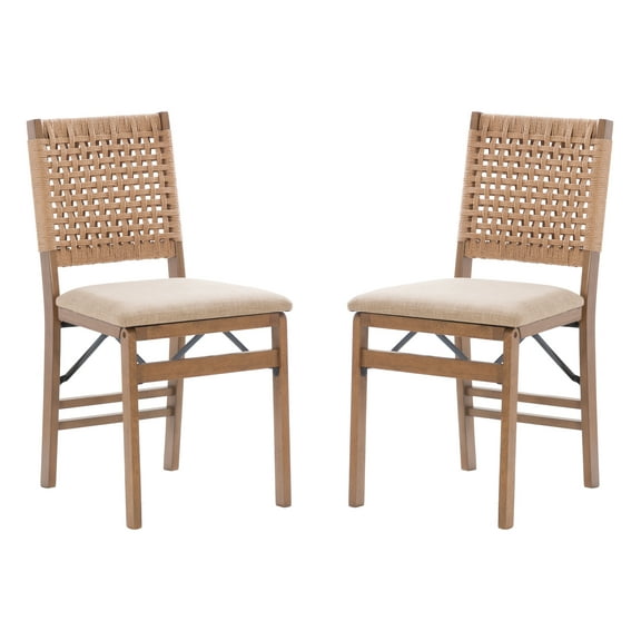 Linon Foster Woven Back Folding Dining Chair, Set of 2, Natural