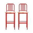 thumbnail image 1 of Linon Fostria 30" High Back Metal Bar Stools, Set of 2, Red/Natural, 1 of 11