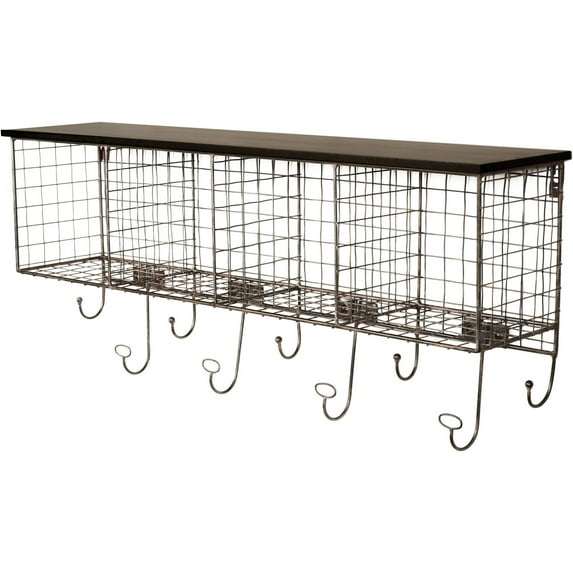 Linon Four Cubby Metal Wall Shelf in Black