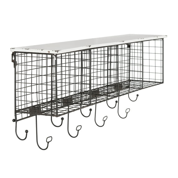 Linon Four Cubby Metal Wall Shelf in White