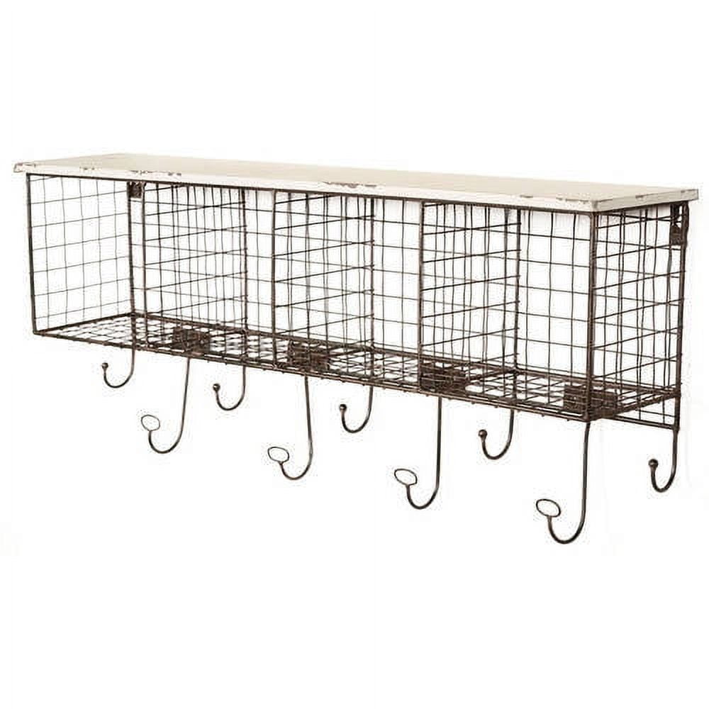 Linon Home Decor Decorah Black Metal 4-Cubby Wall Shelf with 9 Hooks  THD03607 - The Home Depot