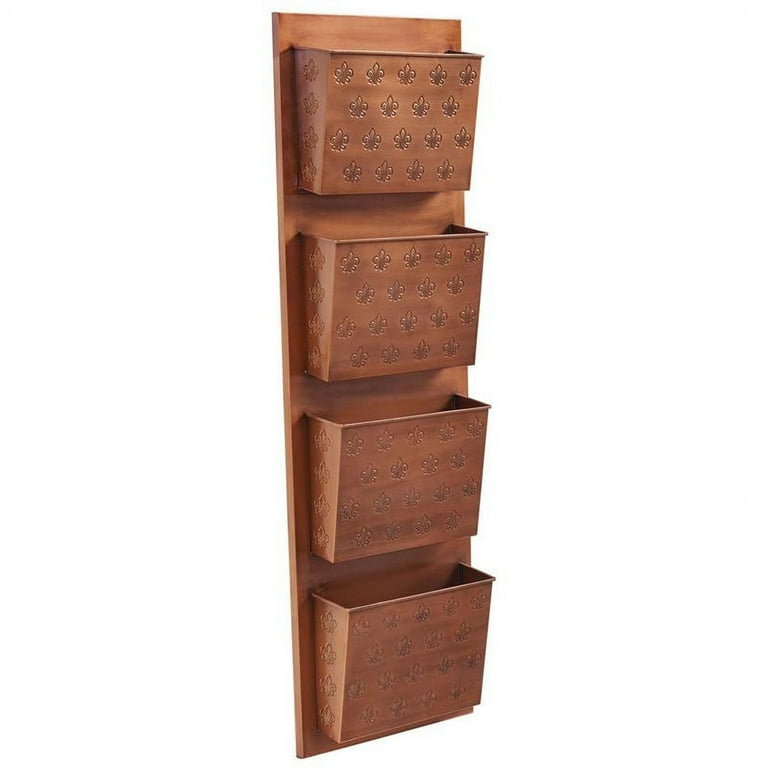 4-Slot Metal Copper Fleur-de-lis Wall Mailbox 4-Slot Metal Copper Fleur-de-lis Wall Mailbox