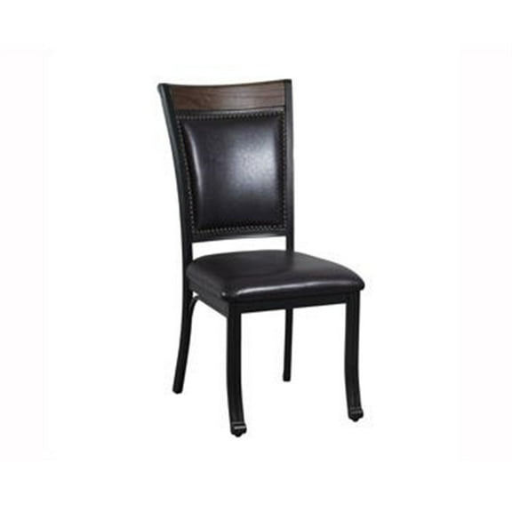 Linon Franklin Metal Faux Leather Dining Chairs in Rustic Umber Brown (Set of 2)