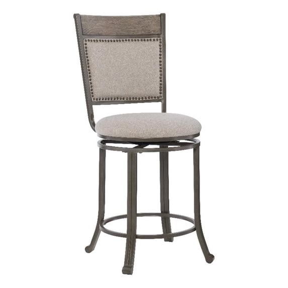 Linon Franklin Swivel Upholstered Counter Stool Steel Frame in Pewter